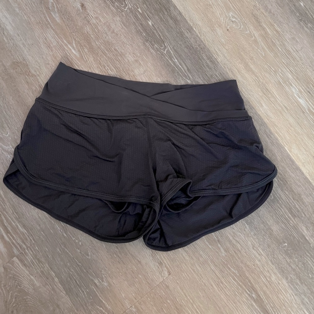 Lululemon dark grey V front shorts with built in under shorts